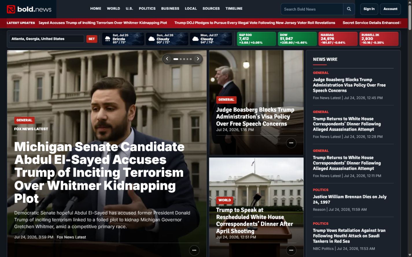 Current Bold News homepage