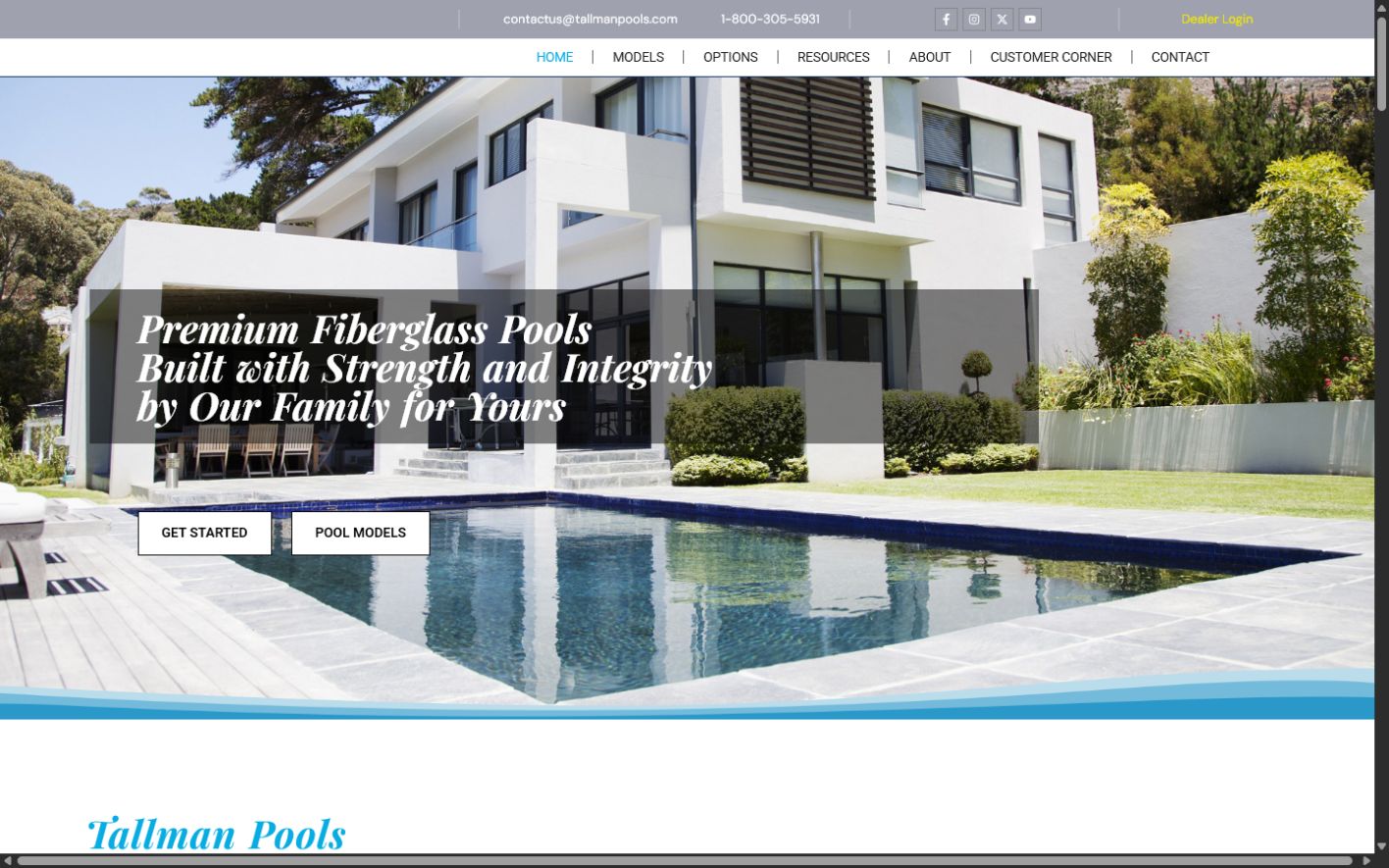 Current Tallman Pools homepage